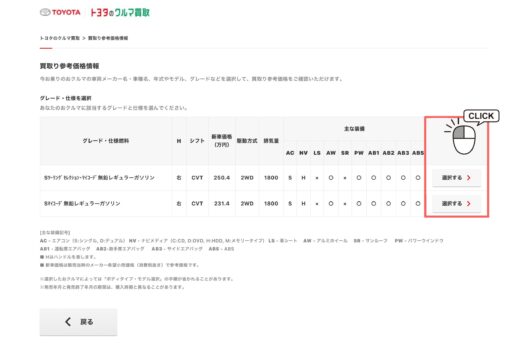 トヨタのクルマ買取手順④